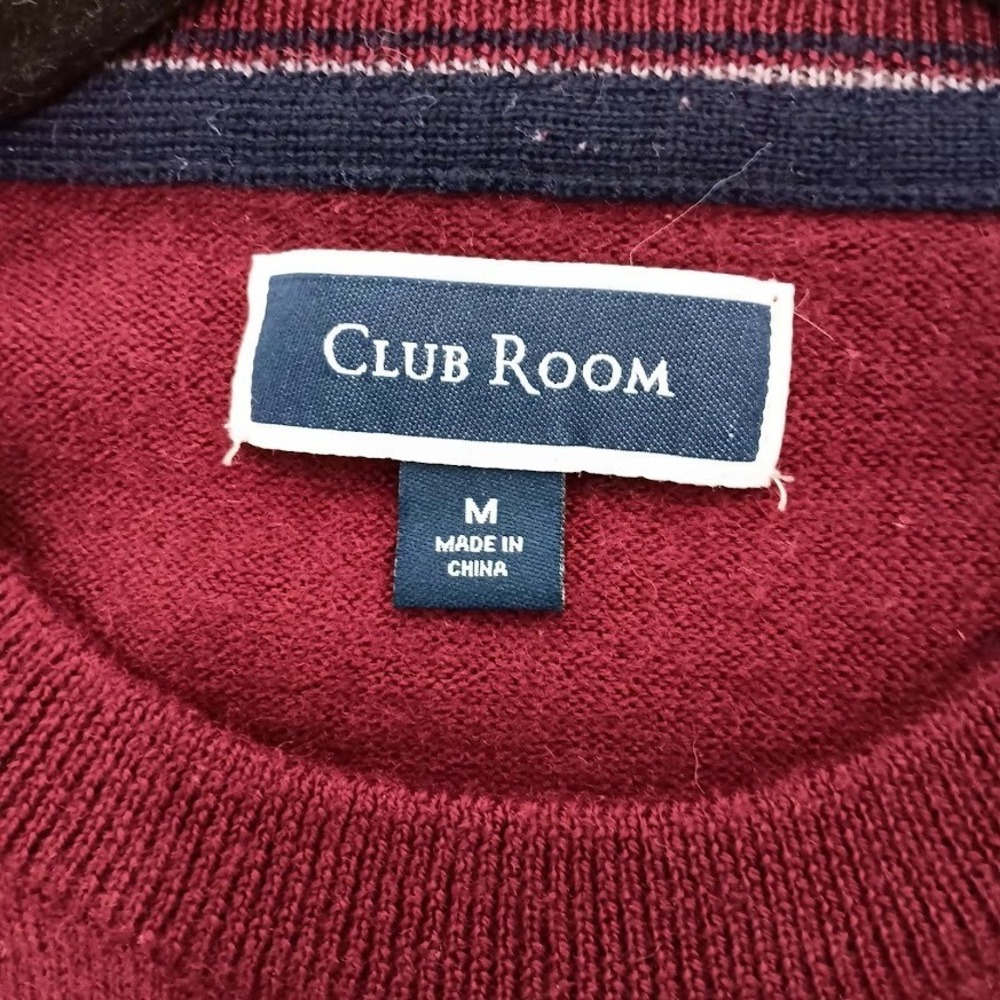 Club Room Mens M Burgundy/Wine Crewneck Sweater Merino Wool Blend Pullover - Picture 3 of 8